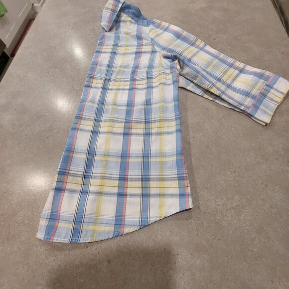 ALLISON DALEY Women's Blue Mix Plaid Button Down Shirt w/Lace Yoke - Size 14 - Picture 9 of 12